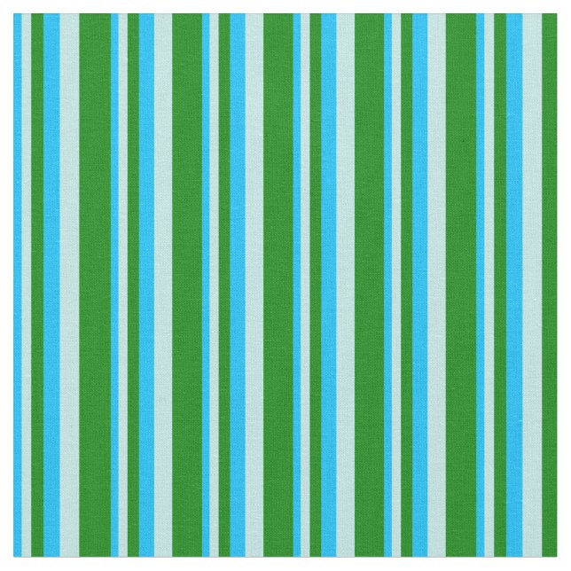 Tissu Bleu ciel profond, turquoise et vert rayures (Fermer)