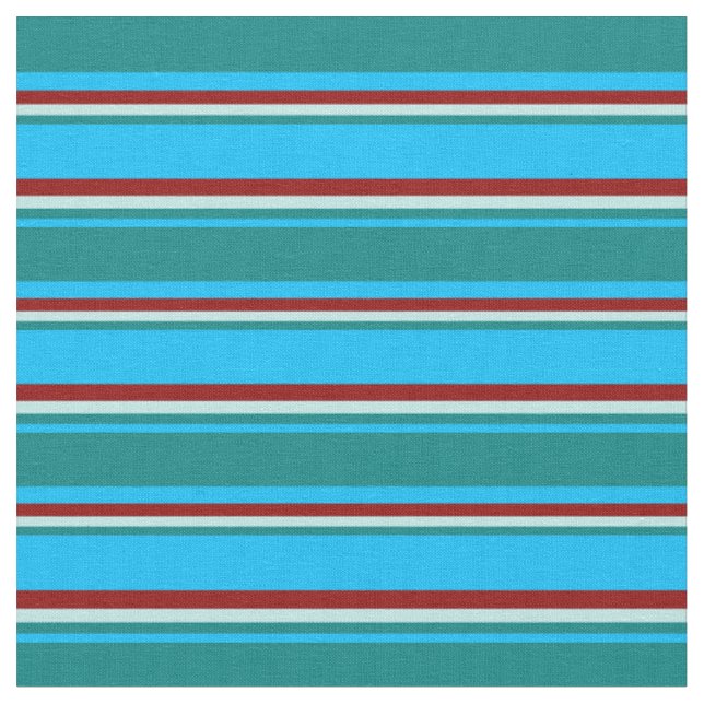Tissu Bleu ciel profond, Turquoise, Turquoise et Rouge f (Fermer)