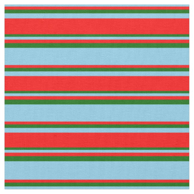 Tissu Bleu ciel, rouge et vert foncé (Fermer)
