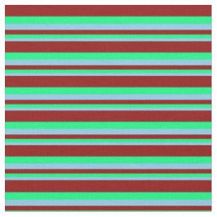 Tissu Bleu ciel, vert et rouge foncé