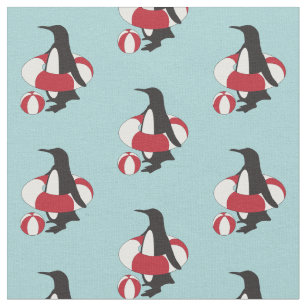 Tissu Bleu clair Cuisine en dessin Pingouin Nager Enfant