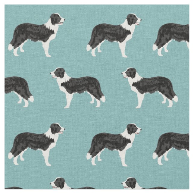 Tissu Bleu clair de chien de Collie Bordure (Fermer)
