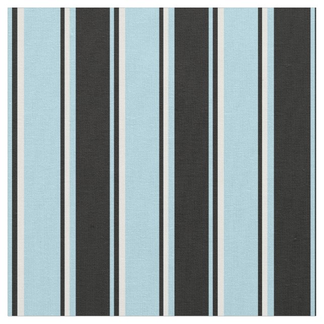 Tissu Bleu clair, noir et blanc clair Lignes de couleur  (Fermer)