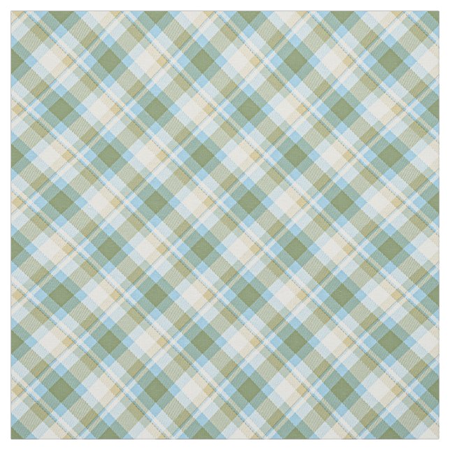 Tissu Bleu clair Olive Vert Tartan blanc Plaid Motif (Échantillon)