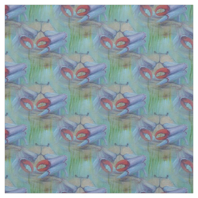 Tissu Bleu Crabe Océan (Échantillon)