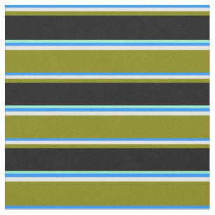 Tissu Bleu, Crème à la menthe, Vert, Noir & Lignes Aquam
