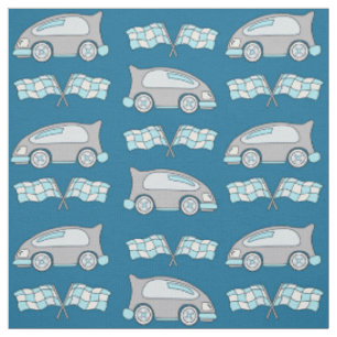 Tissu Bleu Cute Racing Voiture Drapeau Motif Enfants