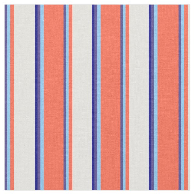 Tissu Bleu d'ardoise, bleu ciel clair, rouge, bleu clair (Fermer)