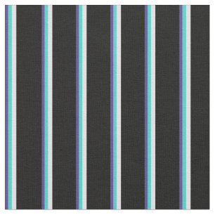 Tissu Bleu d'ardoise foncée, Turquoise, Lavande et Noir