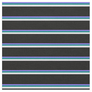 Tissu Bleu d'ardoise moyen, Turquoise, Lavande et noir
