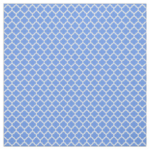 Tissu Bleu de Cornflower, Quatrefoil blanc marocain #5 s