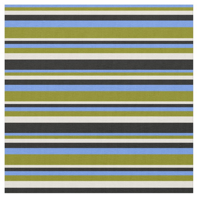 Tissu Bleu de Cornflower, Vert, Beige & Noir (Fermer)