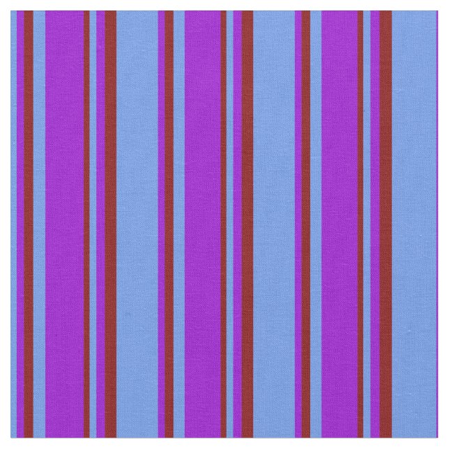Tissu Bleu de Cornflower, Violet foncé et bandes de marr (Fermer)