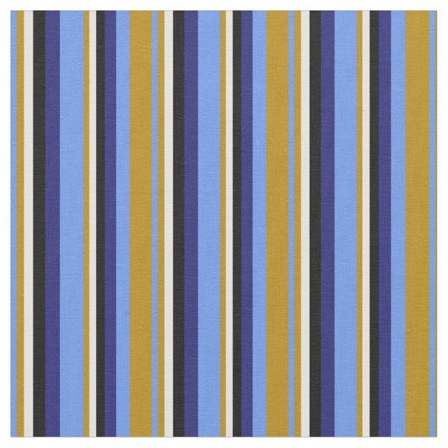 Tissu Bleu de fleur, Bleu d'or, Cyan, Noir & Bleu (Fermer)