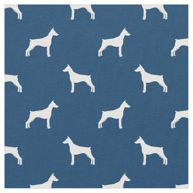 Tissu Bleu de la silhouette de chien Doberman (Fermer)