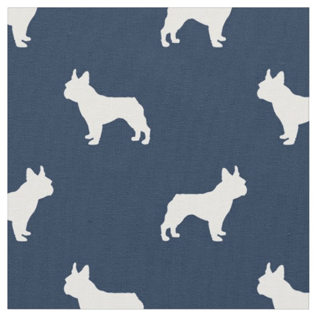 Tissu Bleu de la silhouette du chien de Boston Terrier (Fermer)