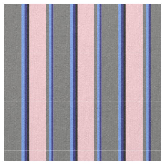 Tissu Bleu de minuit, Bleu de Cornflower, Gris, Rose et  (Fermer)