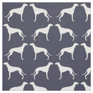 Tissu Bleu de minuit de motif de silhouettes de lévrier