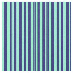 Tissu Bleu de minuit et rayures de couleur Aquamarine