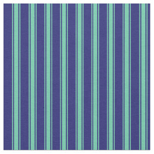 Tissu Bleu de minuit et rayures de couleur Aquamarine