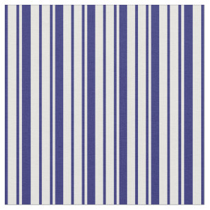 Tissu Bleu de minuit et rayures de crème de menthe