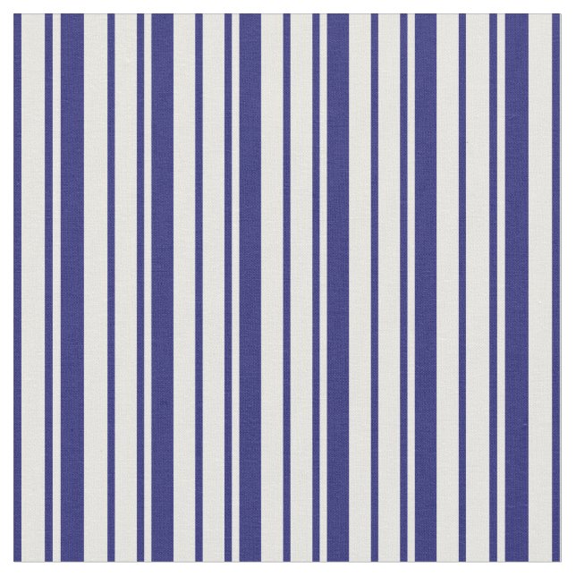 Tissu Bleu de minuit et rayures de crème de menthe (Fermer)