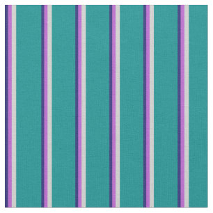 Tissu Bleu de minuit, orchidée, gris clair et cyan foncé