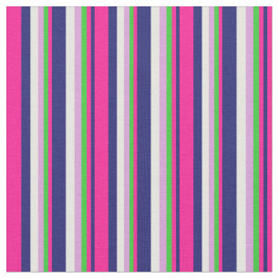 Tissu Bleu de minuit, Rose profond, Vert, Plum & Crème à