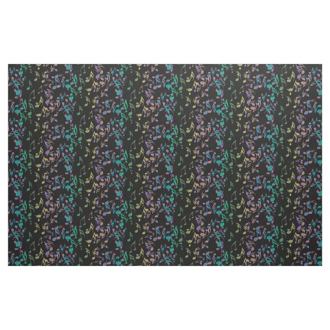 Tissu bleu de motif de notes musicales d'or de (Fat Quarter)