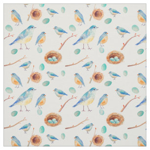 Tissu bleu de nid de poussins d'oiseaux