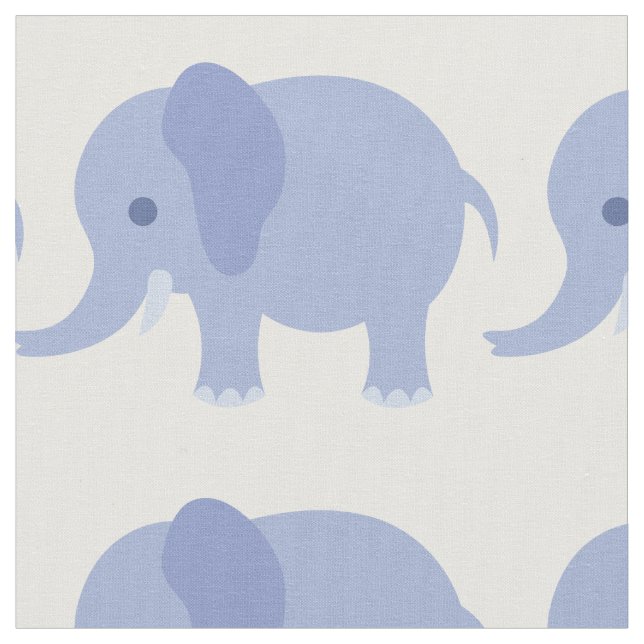 Tissu bleu d'impression d'éléphant (Fermer)