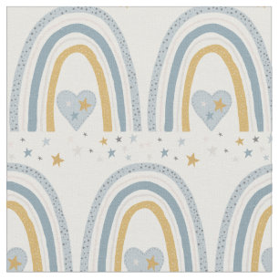 Tissu Bleu Dusty Gold Muted Rainbow Stars Baby Nursery
