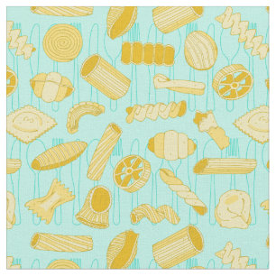 Tissu Bleu et beige à motifs de pâtes