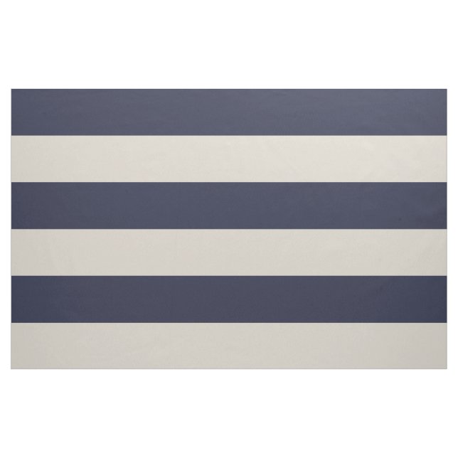 Tissu Bleu et Beige Large rayures Grande échelle (Yard)