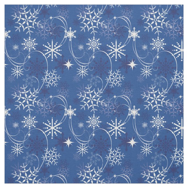 Tissu bleu et blanc d'étincelle de flocon de neige (Échantillon)