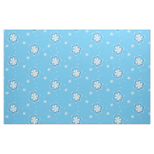 Tissu Bleu et blanc marguerites avec centres or