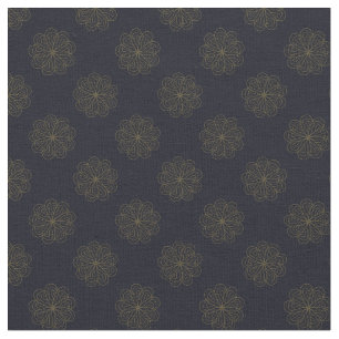Tissu Bleu et or élégant modèle floral