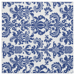 Tissu Bleu Floral Damas Custom Yellow Arrière - plan