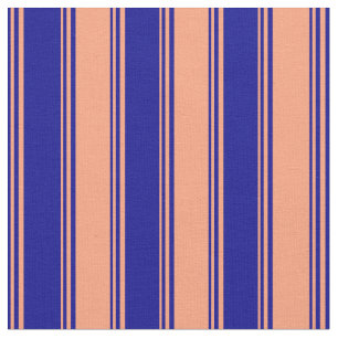 Tissu Bleu foncé et Saumon clair Motif des rayures