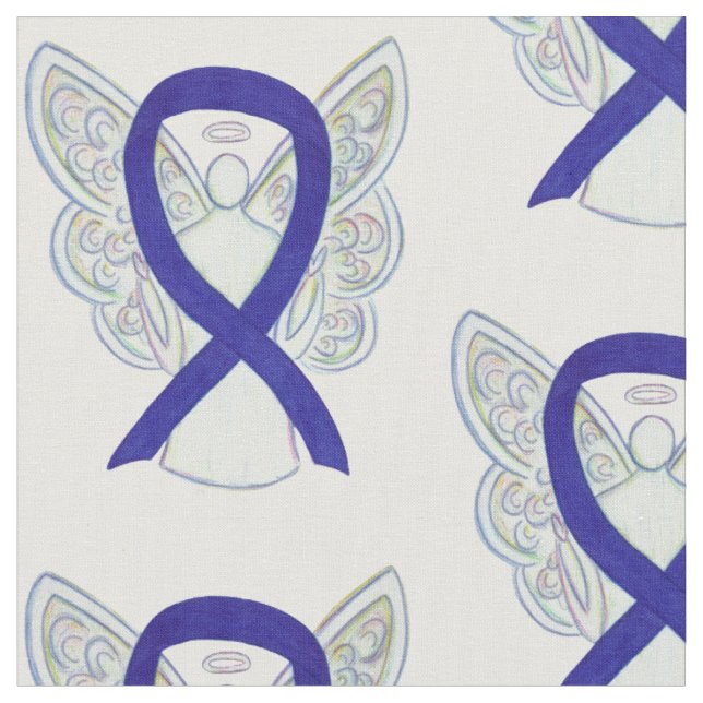 Tissu Bleu foncé Sensibilisation Ruban Angel Matière per (Fermer)