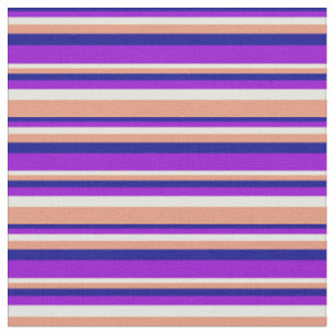 Tissu Bleu foncé, Violet foncé, Jaune clair et Saumon fo