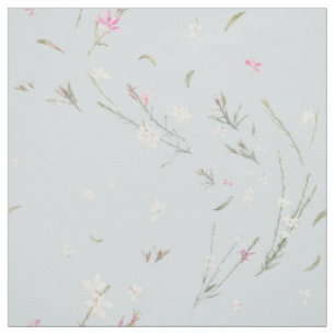 Tissu Bleu Gris Clair Gaura Aquarelle Floral