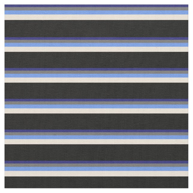 Tissu Bleu, Gris Dim, Bleu de Cornflower, Bisque & Noir (Fermer)