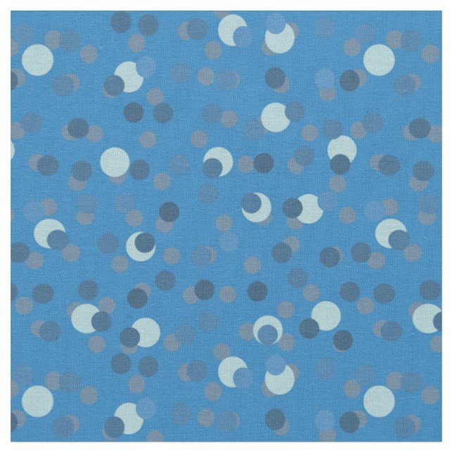 Tissu bleu, gris et blanc abstrait à pois (Fermer)