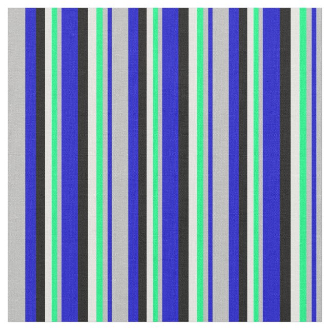 Tissu Bleu, gris, vert, crème à la menthe et noir (Fermer)