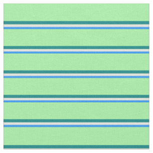 Tissu Bleu, Jaune clair, Lignes Turquoises et Vertes