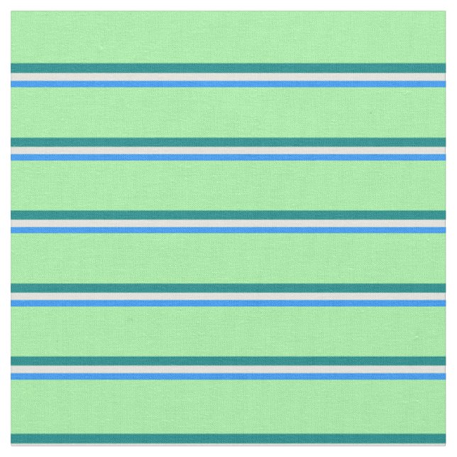 Tissu Bleu, Jaune clair, Lignes Turquoises et Vertes (Fermer)