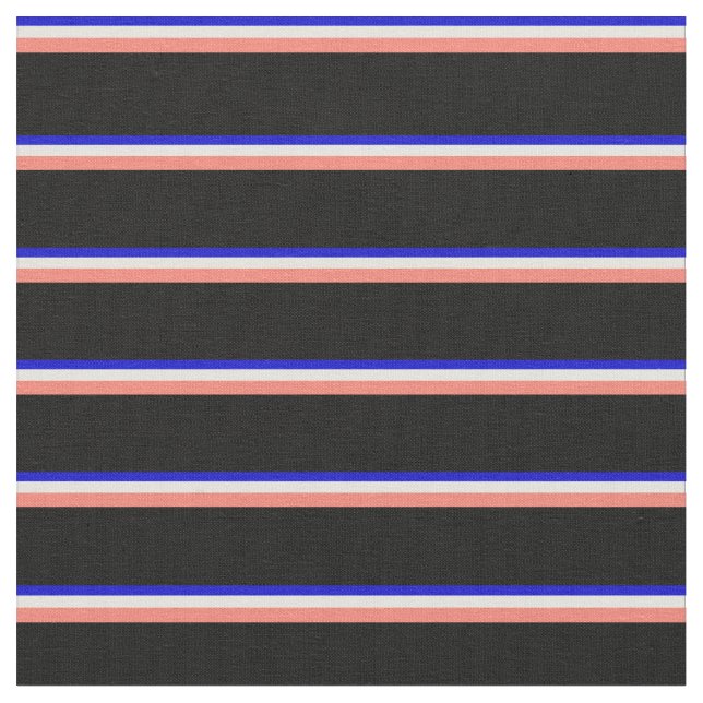 Tissu Bleu, jaune clair, Saumon et noir (Fermer)