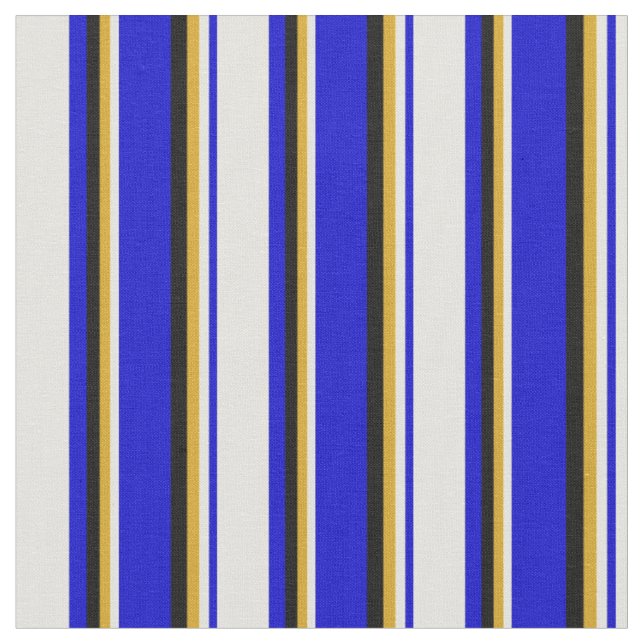Tissu Bleu, jaune clair, verge d'or et noir (Fermer)