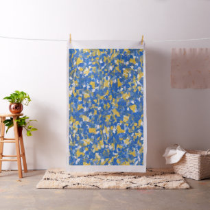 Tissu Bleu, jaune et blanc